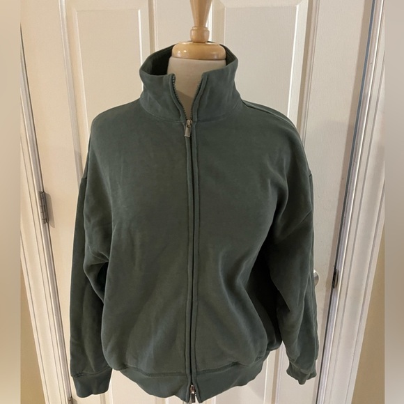NWT Victoria’s secret PINK Olive Green Zip-Up Sweatshirt-Size Small - Picture 2 of 8